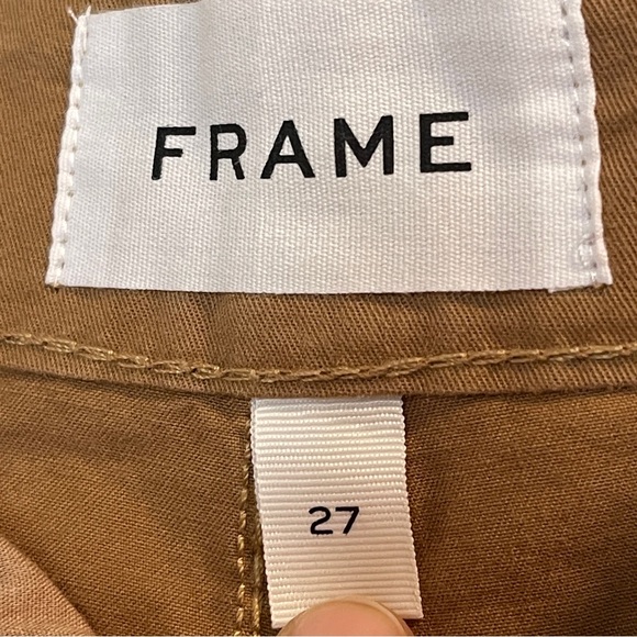 FRAME Pleated cotton-twill wide-leg pants 27 Camel - Picture 8 of 9